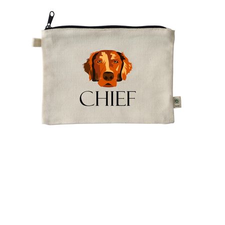 Chief Zipper Pouch Colored Design, a Natural 9"x7" Hemp Blend Pouch
