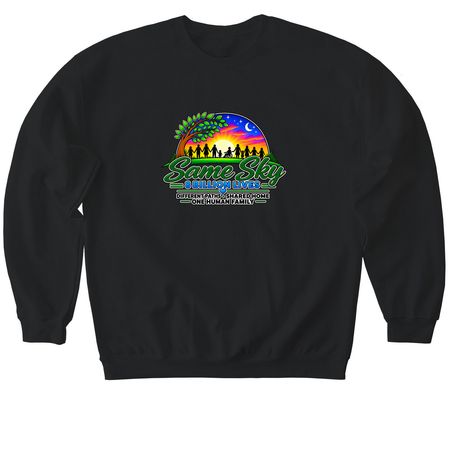 Same sky, 8 Billion share, a Black Softstyle Crewneck Sweatshirt