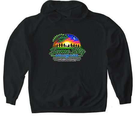 Same sky, 8 Billion share, a Black Gildan Softstyle Pullover Hoodie