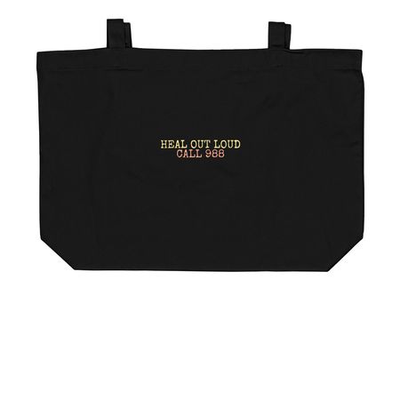 HEAL OUT LOUD, a Black Large Organic Cotton Tote Bag