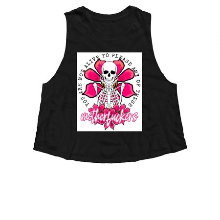 Not here to please, a Solid Black Blend Women?s Cropped Racerback Tank