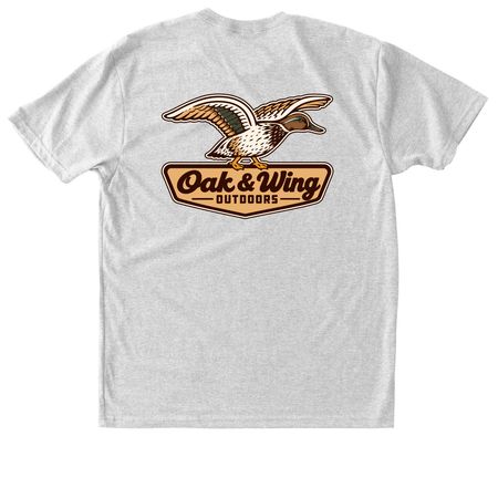 Oak & Wing - Teal Season, a Heather White Triblend Unisex Tee (back-view)