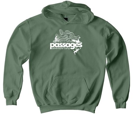 Nutrition Facts & Logo Design, a Military Green Softstyle Youth Pullover Hoodie