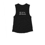FEEL GOOD Get Up Keep Moving, a Black Women's Muscle Tank (back-view)