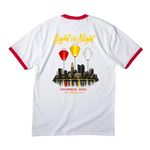 The James Warriors, a White/ Red Cotton Ringer Tee (back-view)