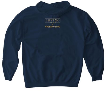 10003 Varsity Gold, a Navy Gildan Softstyle Pullover Hoodie (back-view)