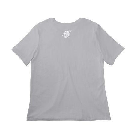 Knit Happens, a Solid Athletic Grey Women?s Relaxed Cotton Tee (back-view)