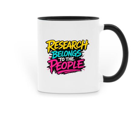 Research Belongs To The People Mug, a Black Two-Tone Ceramic Mug