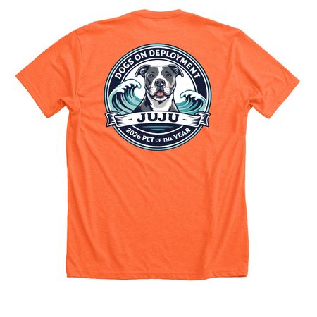 2026 DoD Mascot, Juju, a Heather Orange Premium Unisex Tee