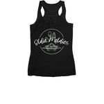 Oldie Moldies, a Black Women's Racerback (back-view)