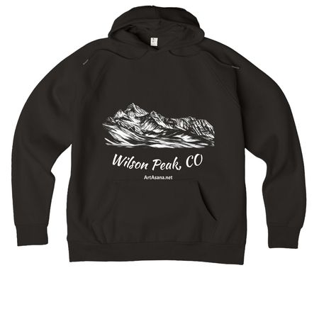 Wilson Peak, CO, a Deep Black Allmade Organic CVC Pullover Hoodie