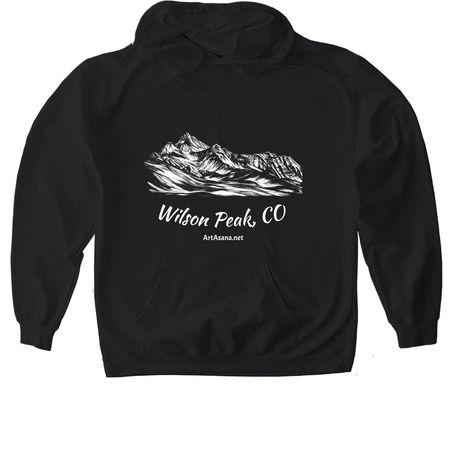 Wilson Peak, CO, a Black Gildan Softstyle Pullover Hoodie
