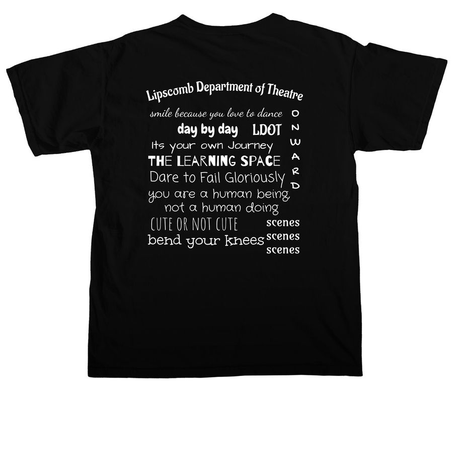 Lipscomb Theatre, a Black Comfort Colors Unisex Tee (back-view)