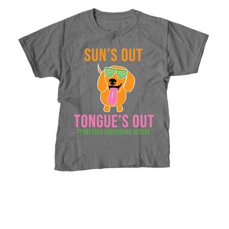 Sun?s Out Tongue's Out, a Charcoal Youth Unisex Tee