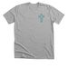 Teal Cross, Round Logo Back, a Athletic Heather Premium Unisex Tee