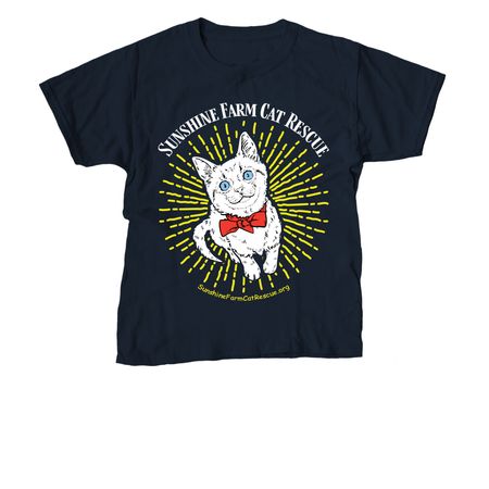 Sunshine Farm Cat Rescue, a Navy Youth Unisex Tee