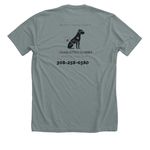 Let Them Sniff | The Walk Is for Them, Too&nbsp;, a Heather Blue Storm Premium Unisex Tee (back-view)