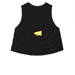 The Summer Cheerleader, a Solid Black Blend Women?s Cropped Racerback Tank (back-view)