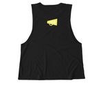 The Summer Cheerleader, a Deep Black Allmade Eco Triblend Women?s Muscle Tank (back-view)