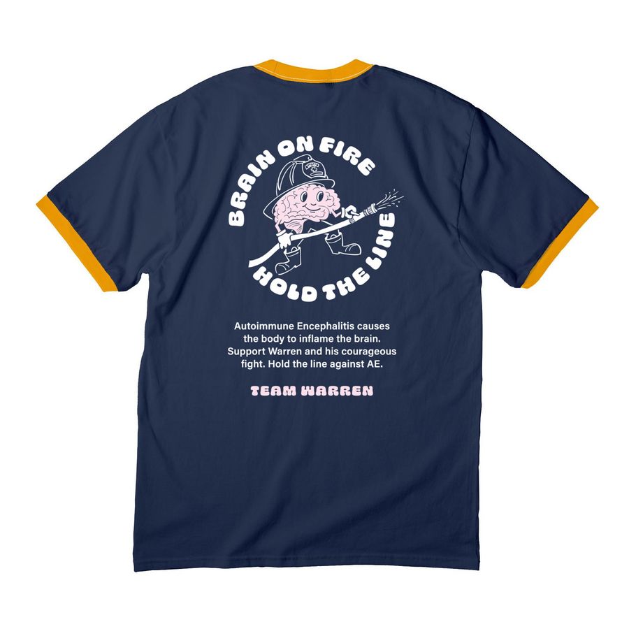 Support Warren's AE Fight, a Navy/ Gold Cotton Ringer Tee (back-view)