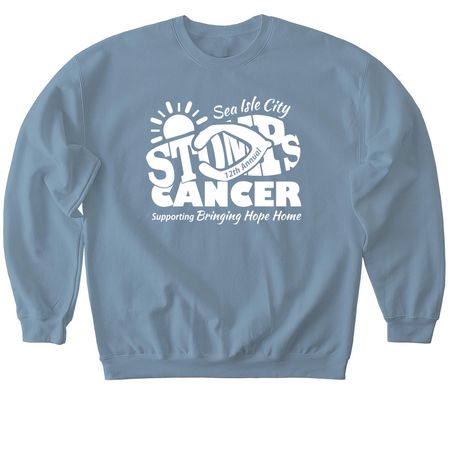STOMP 2026 Apparel ? White Logo, a Stone Blue Softstyle Crewneck Sweatshirt
