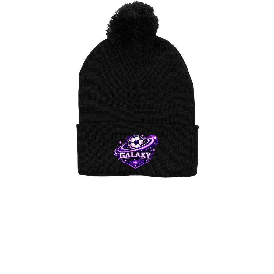 Beanies, a Black Printed Pom-Pom Beanie