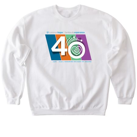 Celebrate 40 Years of Common Hope, a White Softstyle Crewneck Sweatshirt