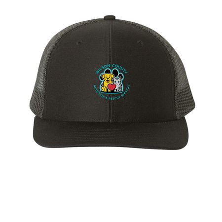 Hats, a Black Printed Snapback Trucker Cap
