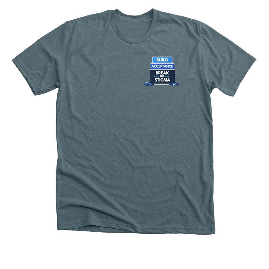 Build Acceptance | Break the Stigma, a Heather Slate Premium Unisex Tee