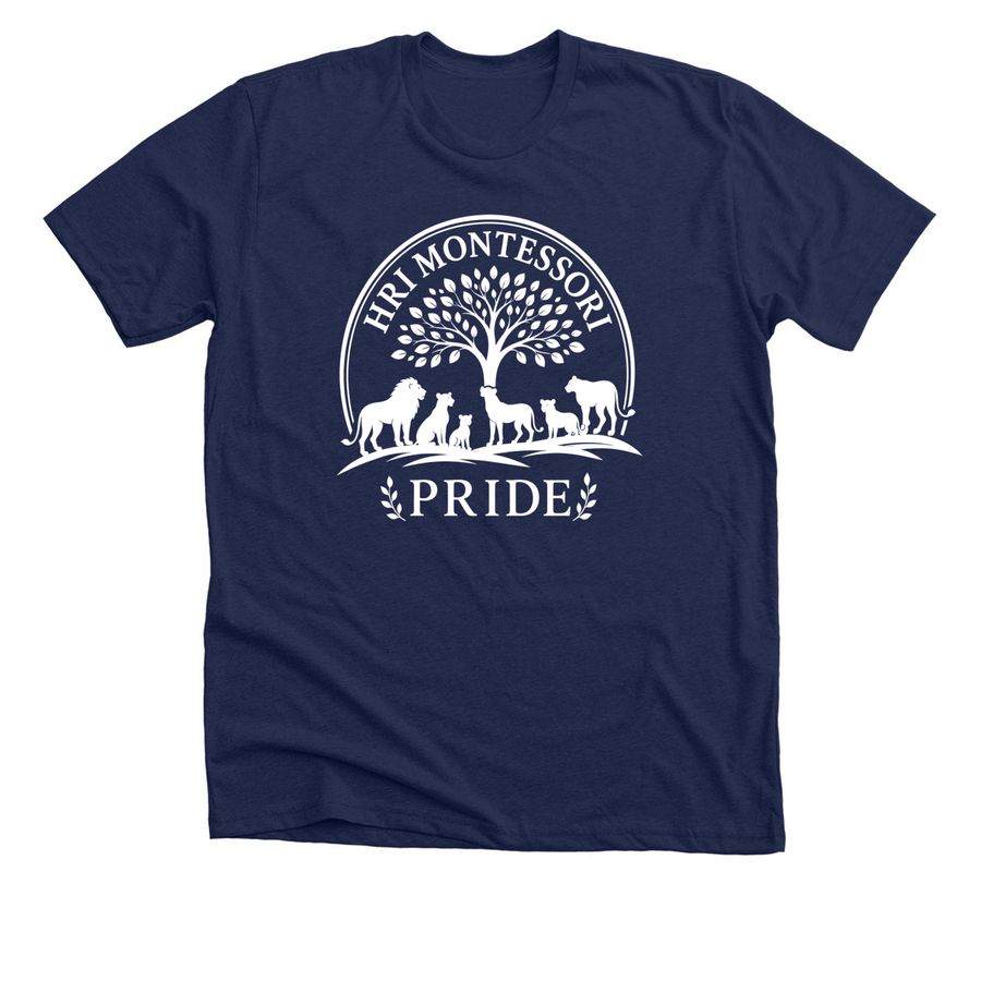 Pride Logo- Adult Navy/Green with White Print, a Solid Navy Blend Premium Unisex Tee