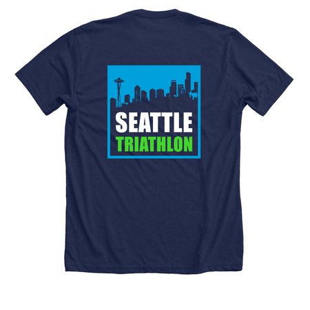 Tri Blend t-shirt and Hoodie, a Solid Navy Blend Premium Unisex Tee (back-view)