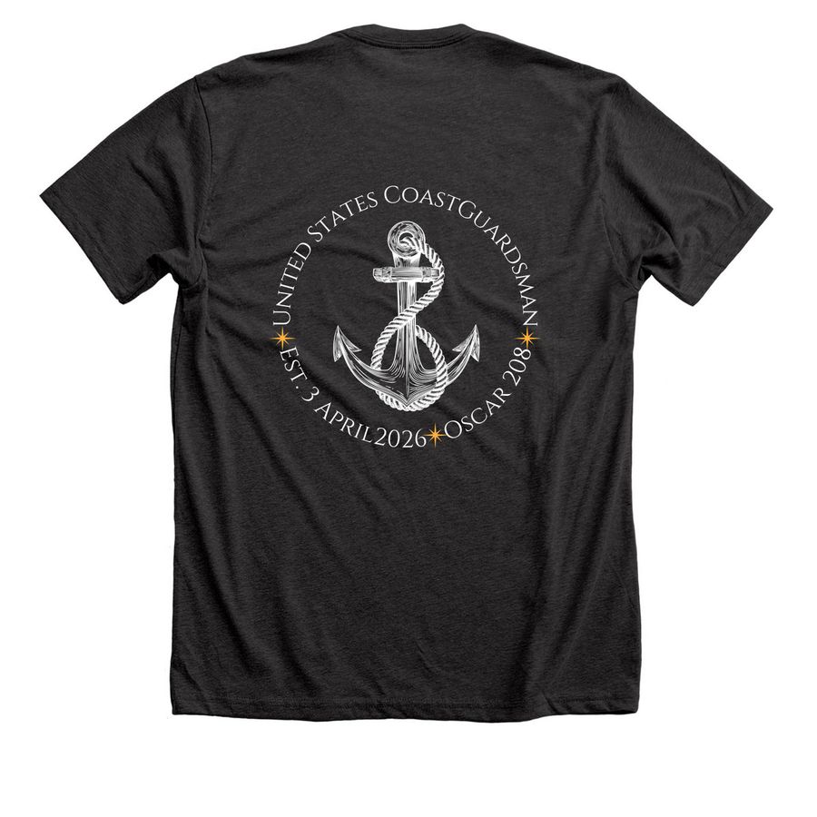 US Coastguardsman Oscar 208, a Dark Grey Heather Premium Unisex Tee (back-view)