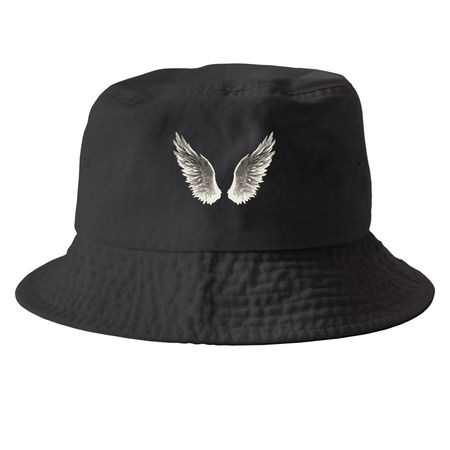 Angel wings Hats, a Black Printed Bucket Hat