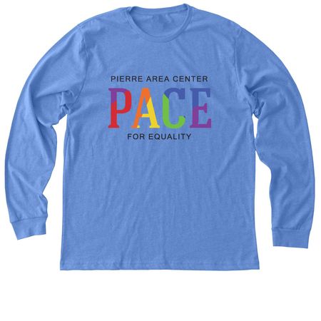 PACE Wordmark, a Heather Columbia Blue Premium Long Sleeve Tee