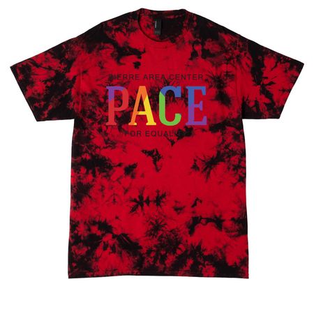 PACE Wordmark, a Black/ Red Crystal Tie Dye Tee