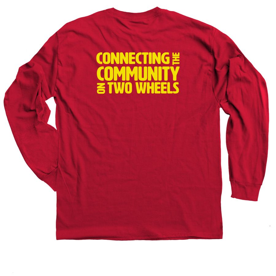 Rockville Bike Hub Tees, a Red Classic Long Sleeve Tee (back-view)
