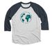 Storytelling Connects the World, a Indigo and Heather White 3/4 Sleeve Baseball Tee