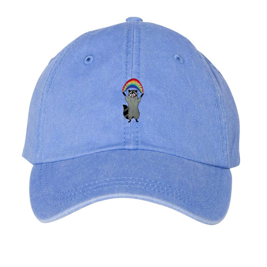 Feral Queer Hat, a Periwinkle Printed Pigment Dye Baseball Cap