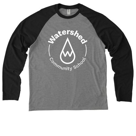 Watershed Seal, White Eco-Friendly, a Deep Black/ Aluminum Grey Allmade Eco Triblend Colorblock Raglan Long Sleeve Tee