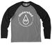 Watershed Seal, White Eco-Friendly, a Deep Black/ Aluminum Grey Allmade Eco Triblend Colorblock Raglan Long Sleeve Tee