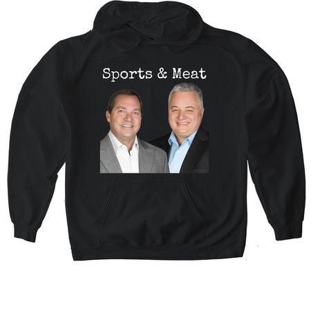 Sports and Meat, a Black Gildan Softstyle Pullover Hoodie