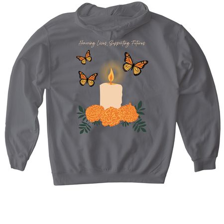 Honoring Lives, Supporting Futures, a Charcoal Gildan Softstyle Pullover Hoodie