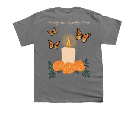 Honoring Lives, Supporting Futures, a Charcoal Youth Unisex Tee