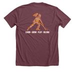 Classic, a Heather Maroon Premium Unisex Tee (back-view)