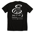 Disney's Frozen - Filigree - White Font, a Solid Black Blend Premium Unisex Tee (back-view)