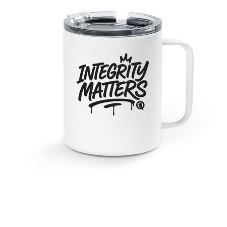 "Integrity Matters" - Stainless Steel Mug, a White Stainless Steel Travel Mug