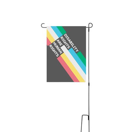 Disability Rights Are Human Rights Yard Flag, a White 12" x 18" Yard Flag with Stake