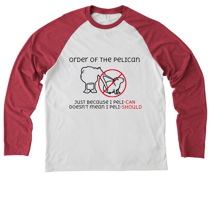 Order of the PeliCAN, a Rise Up Red/ Bright White Allmade Eco Triblend Colorblock Raglan Long Sleeve Tee