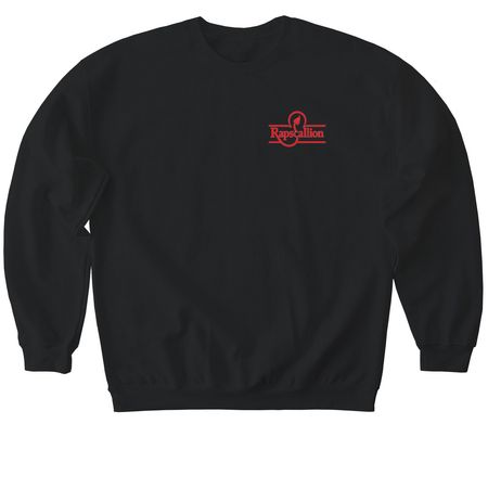 Red Logo with Red Lettering, a Black Softstyle Crewneck Sweatshirt