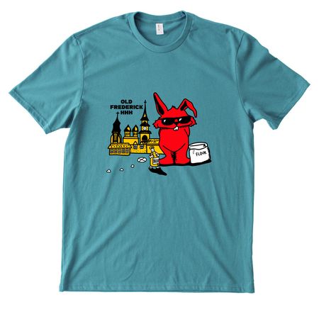OFH3 Logo On Front, a Oceanic Teal Allmade Heavyweight Recycled Cotton Tee